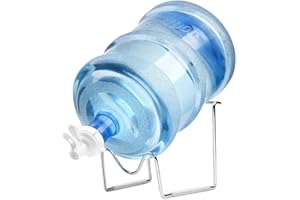 Flexzion Support pour distributeur d'eau de 8 à 15 litres - Support en métal plaqué avec valve de distributeur d'eau, bouchon anti-poussière et bâton en bois pour bouteilles d'eau de 55 mm, comptoir