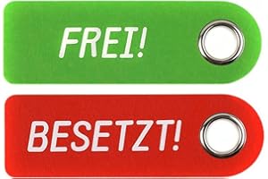 PROMESSA-DESIGN FREI BESETZT Türhänger aus Filz 2 Stück Schilder - Metal-Schutzring - Beidseitig Bedruckt text weiß: Vorderseite FREI Rückseite BESETZT - Badezimmer Schlafzimmer - Vielseitig einsetzbar