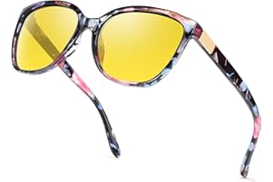 SIPHEW Night Driving Over Glasses, Anti Glare Night Vision Fit Over Glasses, Yellow Polarised Headlight Glasses for Men & Women