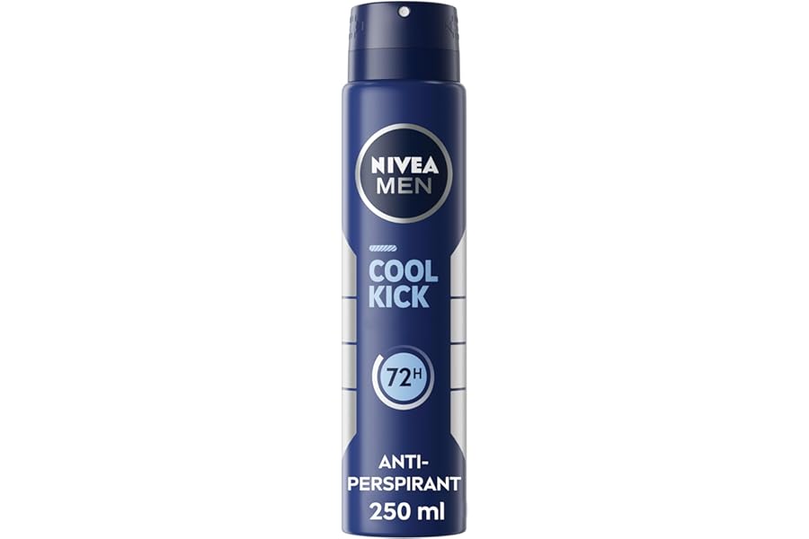 NIVEA MEN Cool Kick Spray Anti-Perspirant (250ml), Deodorant Spray for 72H Protection, Men's Sweat Block Aerosol with Cool-Care Formula