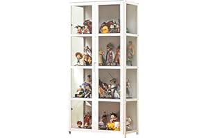 JSLJJBD Vitrina De Acrílico Vitrina Expositora para Colecciones Estanteria con Puertas Muebles De Salon Diseño De Puerta Doble, Transparente En Tres Lados, Gran Capacidad De Carga 62x33x130cm White