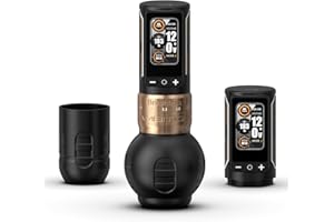 Ambition Maquina de Tatuarr Inalámbrica - Ninja Max 280 con Motor Brushless 280 g·cm, 7 Niveles de Carrera Ajustable (2.4-4.5mm), Dual Batería 2400mAh, Empuñaduras 54mm & 32mm para Profesionales