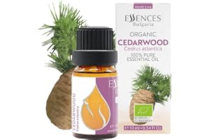 Essences Bulgaria Organisk Cederträ Eterisk Olja| 10ml | 100% Ren | Naturligt | Outspädd | Terapeutisk betyg | Aromaterapi