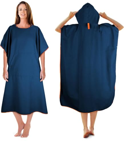 Estate Telo Mare con Cappuccio per Adulto, DOTBUY Blu Asciugamano da Bagno Poncho in Microfibra,Stampa di Carina Oceano Animale Telo, per Sport, Spiaggia, Nuoto,Surf (75x110cm,Stella Marina