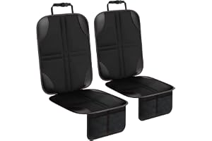Car Seat Protector for Child Car Seat, 2 Pack Waterproof Carseat Covers with Non-Slip Backing, Durable 600D Fabric Carseat Mat with 2 Mesh Storage Pockets for Baby Pet Backseat SUV Sedan Truck Vehicle