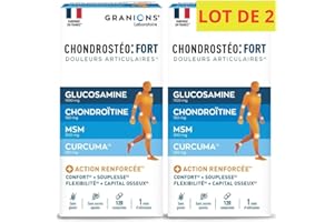 GRANIONS CHONDROSTEO + FORT ARTICULATIONS - Articulations - Glucosamine Chondroïtine, MSM, Harpagophytum, Vitamine D3 - Flexibilité, Mobilité - 120 Comprimés-Fabriqué en France lot de 2