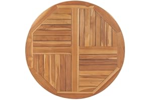 ‎VIDAXL vidaXL Teak Massiv Tischplatte Massivholzplatte Holzplatte Ersatztischplatte Holz Platte für Esstisch Esszimmertisch Rund 2,5cm 90cm