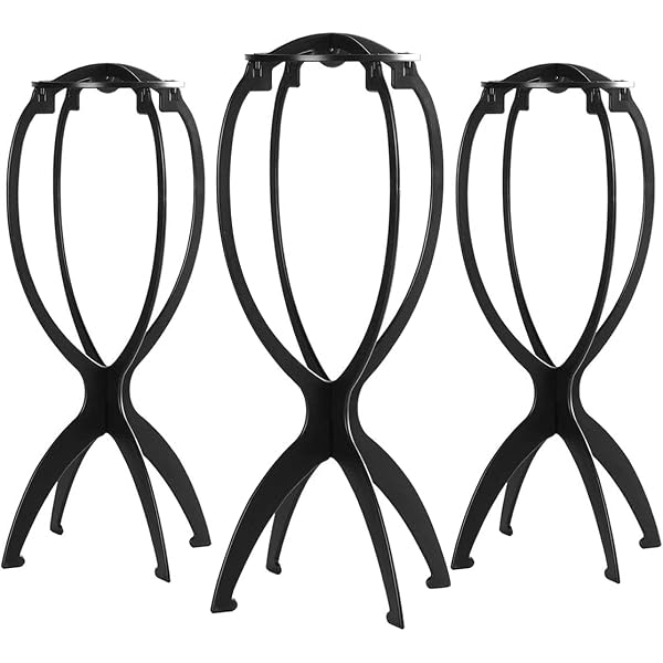 Perückenhalter-Set – 2 Halter, 2 Haarnetze, 1 Kamm, 1 Folie, Faltbar & Schwarz