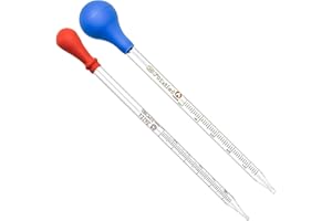 DESON 2 Pezzi Pipetta Vetro 5ml 3ml Contagocce Graduato di Vetro Pipette Glass per Liquida, Olio Essenziale, Trucco artistico, Laboratorio Chimica