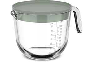 Mepal - Misurino in vetro con coperchio Chef it - Scala incisa di facile lettura - Adatto al forno e al microonde (senza coperchio) - Vetro di alta qualità - 1000 ml - Nordic sage
