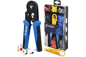 X-COTEC Pinza Crimpatrice, Pinza Capicorda, Pinze Crimpatrici, Set di Pinza Puntalini Elettrici, Capicorda Elettrici a Crimpare 0,25-10mm², con 1200 Pezzi Terminale a Crimpare Per Cavo Elettrici