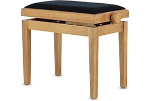 Banc de piano GEWA Deluxe, bois massif, réglable en hauteur, naturel mat