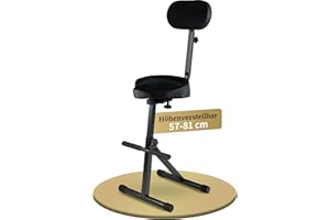 Classic Cantabile ST-200 PRO Stehhilfe Stehstuhl Stehsitz Bügelstuhl (massives Stahlgestell, Gummifüßen, Sitzhöhe 5-stufig, 57-81 cm einstellbar, Sitzfläche BxHxT: 41 x 8,5 x 37 cm) schwarz