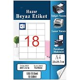 Artlantis A4 Hazır Etiket 70x46 mm 10 Sayfa 1 Paket 18 li Kendinden Yapışkanlı Fotokopi Lazer İnkjet Kağıdı Yazıcılar İ&ccedil;in Uy