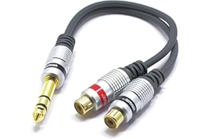 Adaptador Jack 6,3 TRS a 2x RCA Vitalco Macho 6.35mm Estéreo a Doble Hembra RCA Divisor Audio