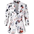 Womens 3/4 Sleeve Lightweight Office Work Suit Jacket Boyfriend Blazer (1905 White, L)
