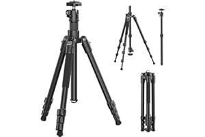 ULANZI TT53 Trépied de Voyage en Aluminium avec rotule panoramique à 360° et rlocation Rapide Uka, trépied photograhy avec Colonne Centrale Amovible, Hauteur maximale 180CM, Seul 1.24KG pour Tous Les