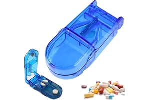 GENERIC Pill Cutter and Splitter with Storage,2025 Multiple Pill Cutters for Small or Large Pills in Half,Pill Cutter/Separator with Guard for Cutting Pills,Vitamins,Tablets,Daily Medicine Organizer (Blue)