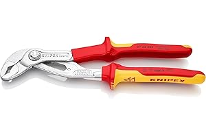KNIPEX Cobra Wasserpumpenzange, verchromt, 250 mm, VDE, Muttern bis 46 mm, Rohre bis 52 mm, Feinverstellung per Knopfdruck, 87 26 250