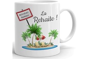 L'ESPRIT DES ANGES Tasse-Mug Cadeau Retraite- La Retraite Mon Ile de Vacances-Original Drole Rigolo Amusant pour Homme ou Femme