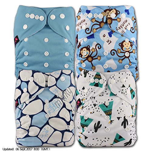 LittleBloom, Reusable Pocket Cloth Nappy, Fastener: Popper, Set of 4