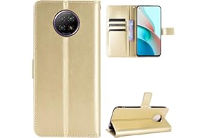 QiongniAN Cover per Xiaomi Redmi Note 9T 5G,Custodia per Xiaomi Redmi Note 9 5G M2007J22C / Redmi Note 9T 5G M2007J22G M2007J22R Custodia Portafoglio in Pelle Flip Case Gold