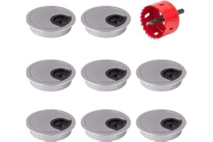 KOSHIFU 8 Stück Tisch Kabeldurchführung Schreibtisch Kunststoff 60mm Tischdurchführung Kabeldurchlass Schreibtisch Kabeldurchführung Wand Kabeldose Kabelauslass mit Lochsäge Kabelabdeckung Rund