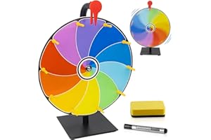 WIOONI Glücksrad zum Drehen, 10 Slots Glücksrad Spielzeug, mit Trocken Abwischbarem Marker und Radiergummi, Roulette-Spinner des Glücks, Preisrad-Spinner mit Ständer für Messen, Karneval
