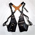 Medieval PU Leather Hidden Underarm Shoulder Bag Men's Retro Strap Underarm Double Shoulder Bag Adjustable Hidden Holster Bag, Outdoor Cell Phone Bag Wallet for Men and Women,Black