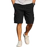 COOFANDY Shorts Men Cotton Casual Cargo Pants Elastic Waist Summer with Pockets S-3XL