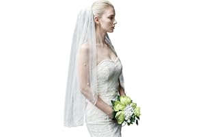 HekouJiub Wedding Veil Bride Veil 1 Tier Soft Tulle Pearl Veils for Brides Wedding Veils Comb Bride Bachelorette Party for Women and Brides Engagement Halloween