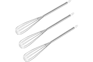 BIGCHEER Lot de 3 fouets en acier inoxydable - Pour mélanger, fouetter, battre, mousser et mélanger - Whisk de qualité supérieure pour la cuisine, la salle à manger (argenté)