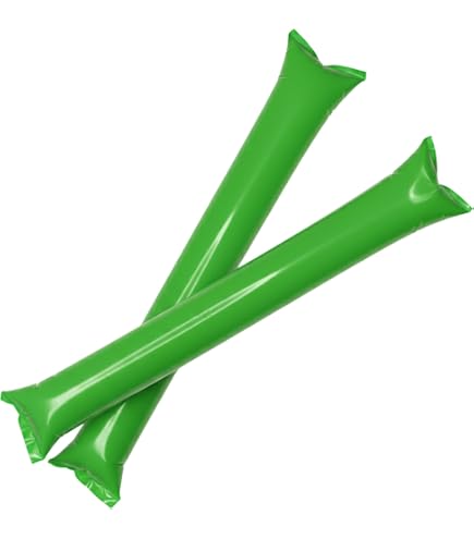 FUN FAN LINE - 20 Paires De Bâtons Gonflables 100% Compostables - Écologiques En Bioplastique (Fécule De Pomme De Terre) - Bleu - Idéal Fêtes, Stades, Événements Sportifs