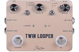 Rowin Twin Looper for Electric Guitar Bass Loop Station Guitar Pedal 11 minutes of Recording Time with Stereo Input Output LTL-02