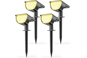 TOPABOL Faretti Luce Solare Led Esterno Giardino,2800K Giallo Caldo/4 Pezzi Lampada Solare da Esterno Super Luminoso,Luci Solari Esterno IP65 Impermeabile, Auto on/off Faretto LED da Esterno for Giardino