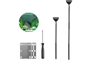 BUYGOO 65cm Algae Scraper for Glass Tank, Aviation Aluminum-alloy Fish Tank Scraper Cleaner with detachable rod and 10PCS Replacement Stainless Steel Blades for Aquarium, Fish Tank