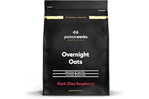 Overnight Oats | Petit déjeuner riche en protéines | Encas à faible teneur en sucre | Avoine à faible IG | THE PROTEIN WORKS | Chocolat Noir Framboise | 500g