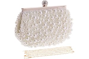 BAIGIO Pearl Pochette Sac pour Femmes Soirée Mariage Party Sac à main de Mariée Dames Perles Pochette Sac à main avec Chaîne Détachable