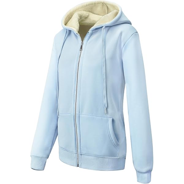Damen Kapuzenpullover Winter Mit Fleece-Futter - Warme Sweatjacke Mit Reißverschluss Für Kalte Tage