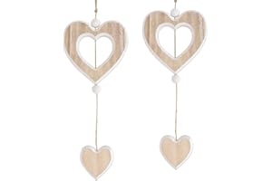 OCCOUMR 2 Stück Herz Anhänger aus Holz, Fensterdeko Hängend für Hochzeit, Valentinstag, Wohnzimmer & Außendekoration – Romantische Holzdekoherzen (35cm)