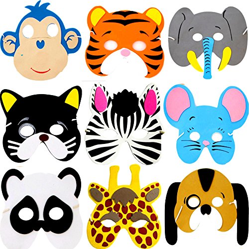 German Trendseller® - 8 x Tiermasken ┃ Dschungeltiere ┃ Schaumstoff Masken┃ für Kinder ┃ Ideal zum Kindergeburtstag und Karneval