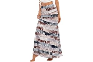 LAIYUTING Falda Larga Bohemia De Cintura Alta con Estampado De Leopardo De Verano para Mujer