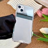 Lavderuar İPhone 14 Plus - 15 Plus İle Uyumlu Y&uuml;ksek Kalite &Ouml;zel &Uuml;retim Aynalı Kamera Koruma &Ccedil;ıkıntılı Parlak Kapak Telefon K
