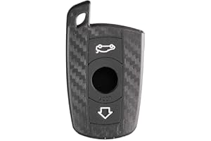 BERFEA Funda de goma de silicona para llave de coche con patrón de fibra de carbono compatible con BMW E90 E60 E70 E87 3 5 6 Series M3 M5 X1 X5 X6 Z4