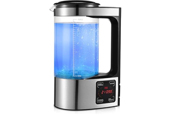 Générateur d'eau à hydrogène 2L avec technologie SPE et PEM, version améliorée Générateur d'hydrogène riche en hydrogène avec écran tactile LED et thermostat Hydrogen Water Lonizer pour la maison