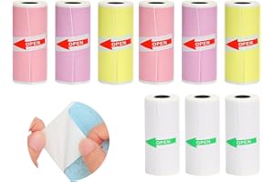 Strehknewen 9 Rouleaux Papier Thermique Autocollant – Papier pour Mini Imprimante Photo 57 x 25 mm – 6 Couleurs + 3 Blancs – Compatible Appareils Instantanés Enfants
