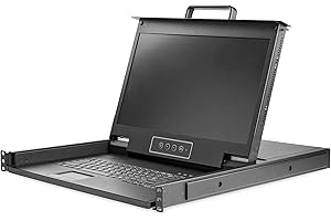 StarTech.com Consola para Armario Rack con KVM VGA y Pantalla de 17,3 Pulgadas 1080p HD - 1U, Negro