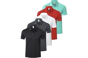 ZENGVEE 1/3/5 Pack Men's Polo Shirts Breathable Quick Dry Golf Polo Shirts Color Clash Collar Outdoor Sports Tee Tops with 3 Buttons