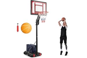 ‎COSTWAY COSTWAY Basketballständer 105-260 cm höhenverstellbar, Basketballkorb Outdoor mit Ständer & 2 Rädern, Korbanlage mit Gewichtssack, Mobile Basketballanlage für Kinder, Jugendliche