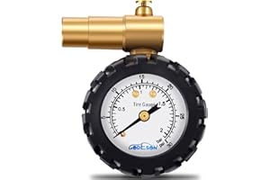 GODESON Medidor de presión de neumáticos de bicicleta de montaña, medidor de presión de válvula Schrader, 0-30 psi y 0-2 bar, kit de perfecto para bicicletas, coches